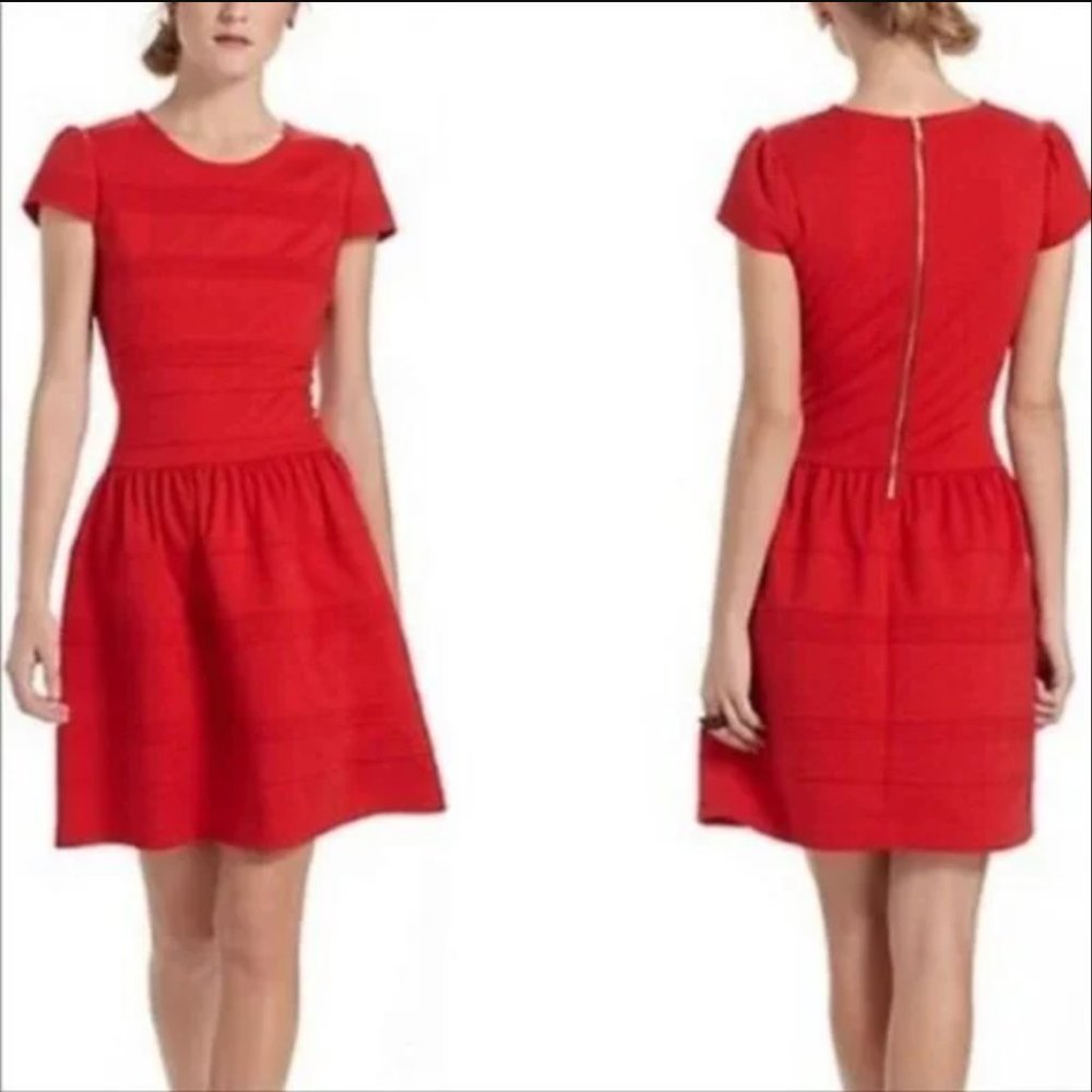 Anthropologie Girls from Savoy Red Cap Sleeve Fit & Flare Dress